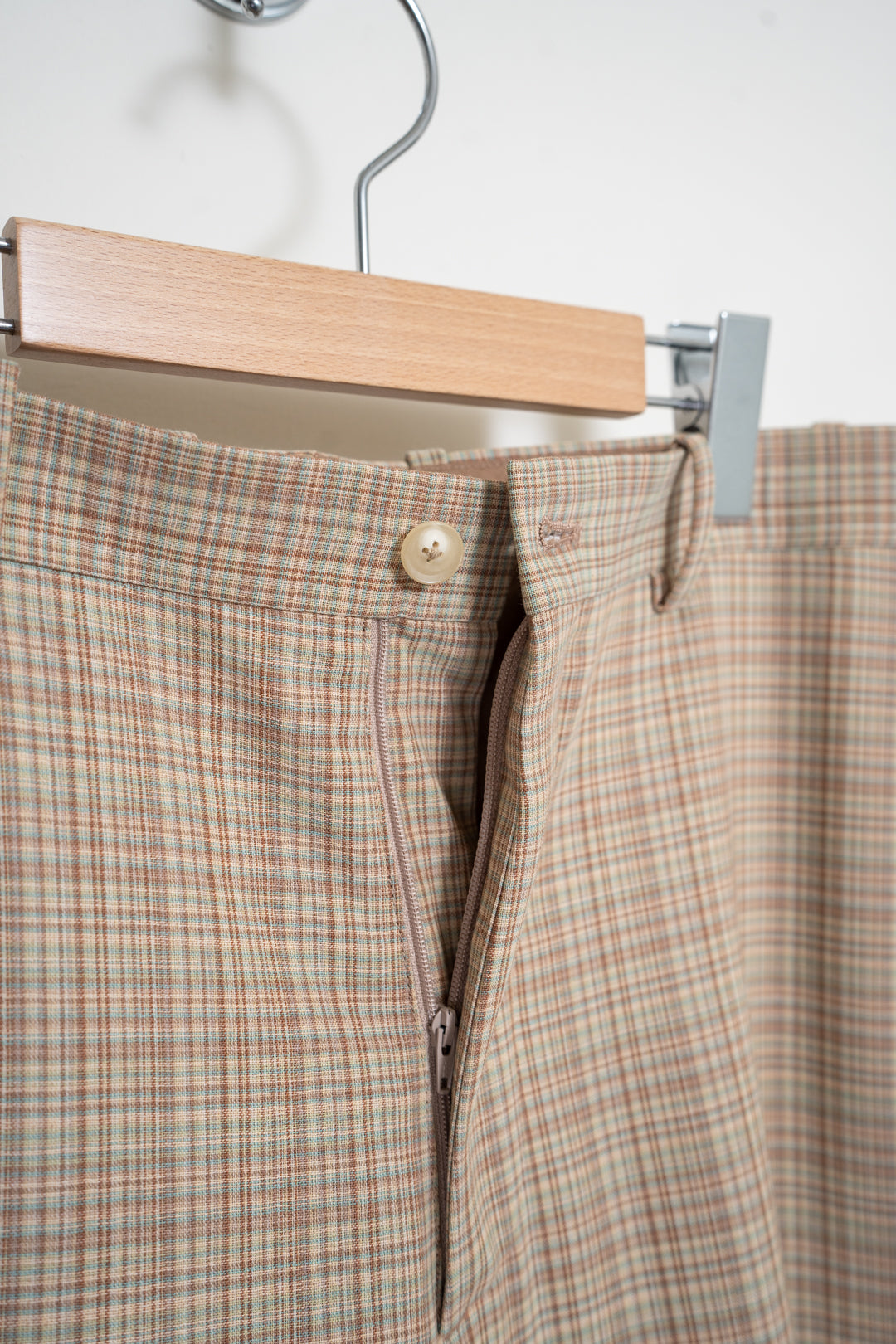 Hard Twist Wool Double Face Check Slacks