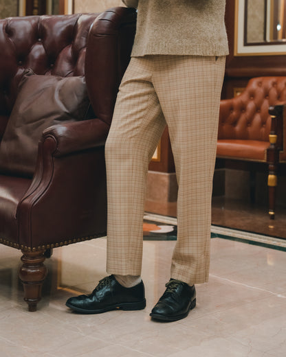 Hard Twist Wool Double Face Check Slacks