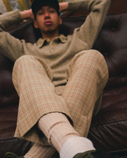 Hard Twist Wool Double Face Check Slacks