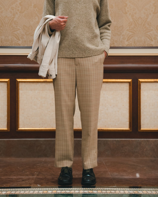 Hard Twist Wool Double Face Check Slacks