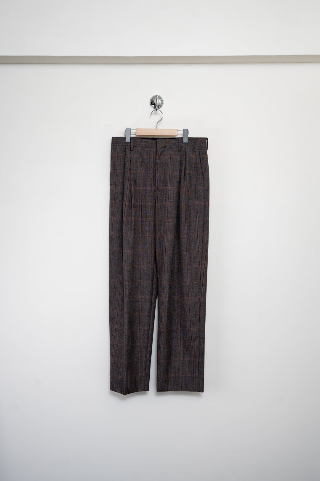 Bluefaced Wool Check Wide Slacks