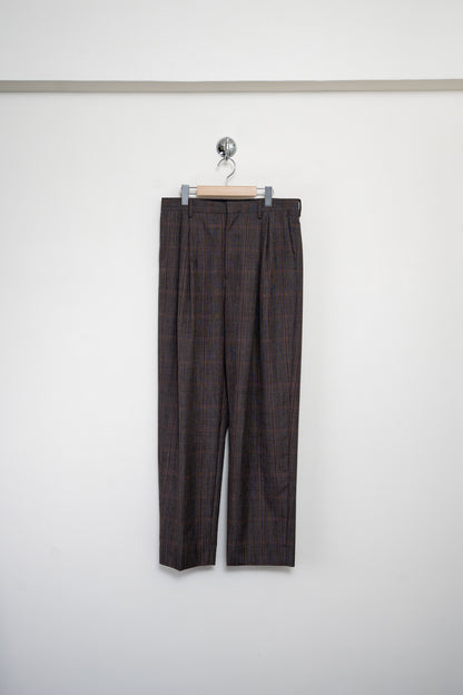 Bluefaced Wool Check Wide Slacks