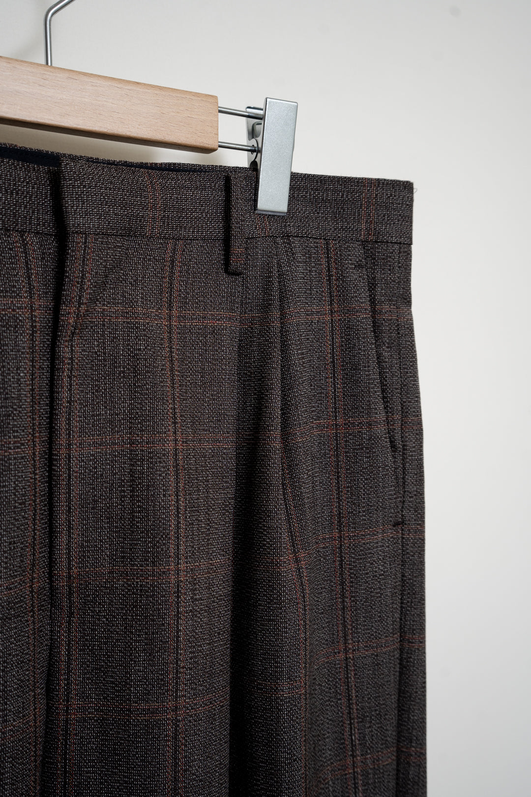 Bluefaced Wool Check Wide Slacks