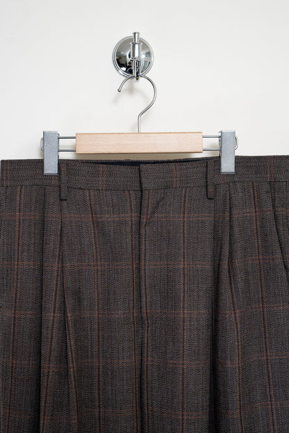 Bluefaced Wool Check Wide Slacks