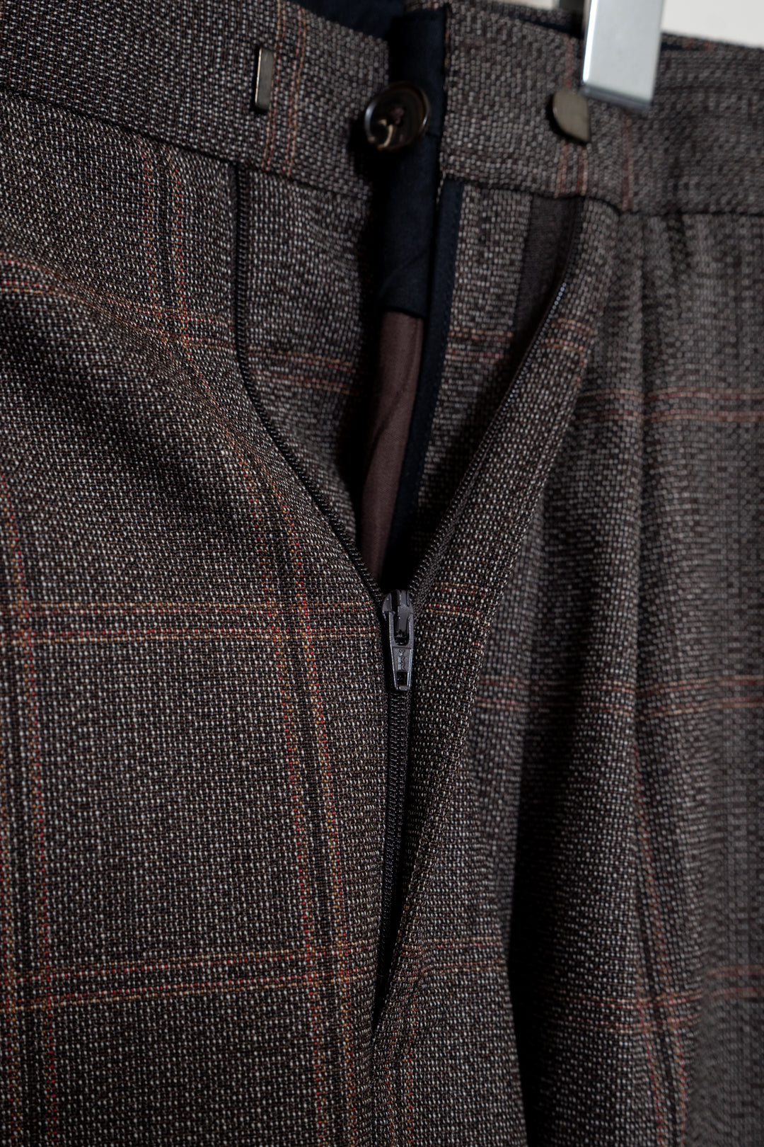 Bluefaced Wool Check Wide Slacks