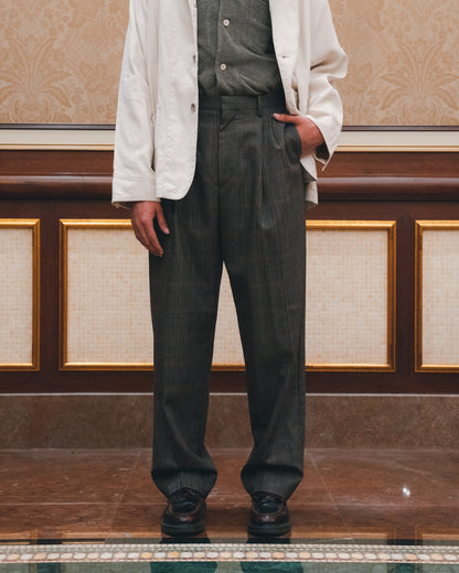 Bluefaced Wool Check Wide Slacks