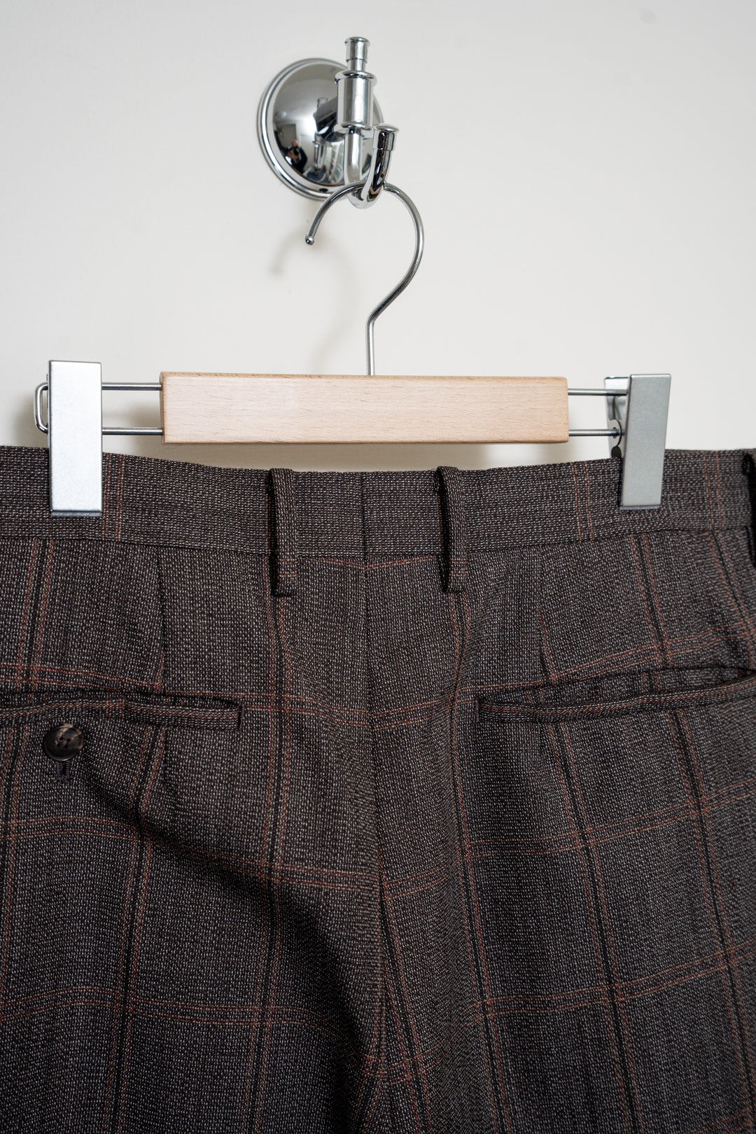 Bluefaced Wool Check Wide Slacks