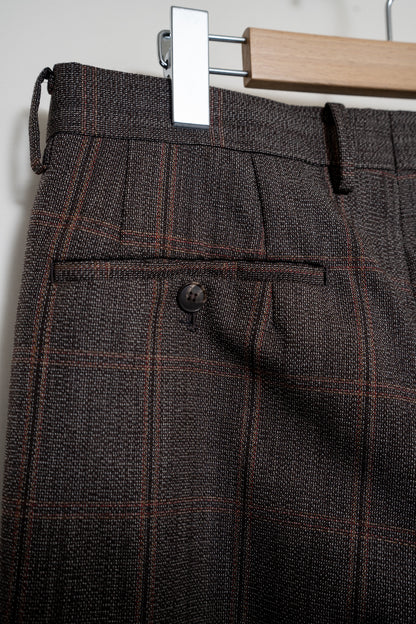 Bluefaced Wool Check Wide Slacks